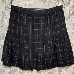 Madewell Black & White Windowpane Check Skirt